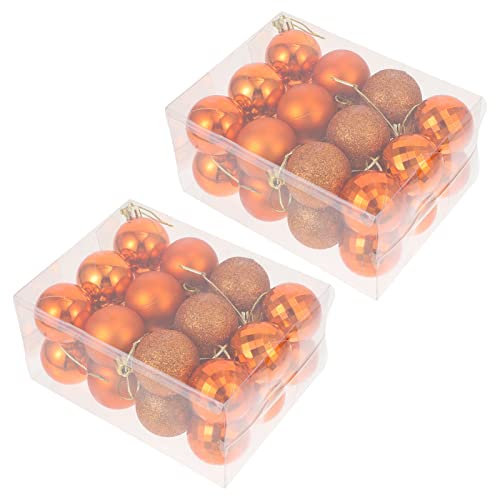 BESTonZON Christbaumschmuck Kugeln Weihnachtskugeln Kunststoff Baumanhänger: 4cm Orange Weihnachtsdeko Kugeln 48 Stücke Weihnachtsbaum Anhänger Festival Party Dekoration Weihnachtsdekoration