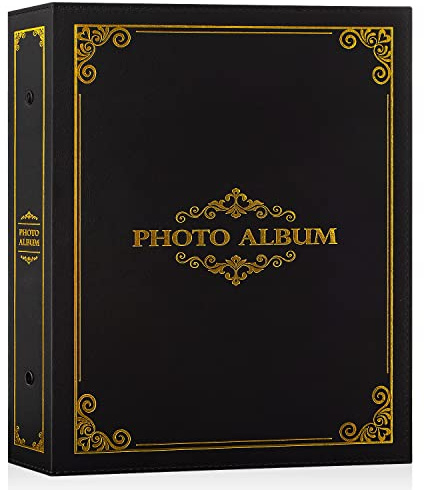 Lanpn Fotoalbum 6 x 4 Slip in, traditionell klassisk 400 fickor fotoalbum rymmer endast porträtt 10 x 15 cm bild svart