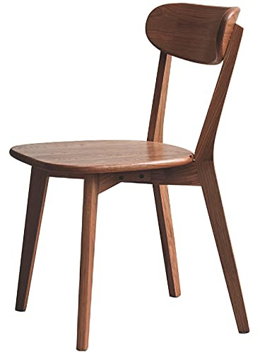 Grewood 100% Solid Wood Dining Chairs,Mid Century Modern Dining Chairs with Comfortable Curved Backrest,Wood Chairs for Kitchen,Dining Room (1, Walnut Color)