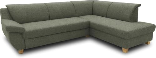 DOMO. collection Divano ad angolo Panama, classico ad angolo a forma di L, divano ad angolo, divano ad angolo, angolo 254 x 186 cm, colore: verde