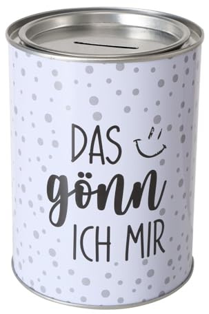 ReWu Spardose Sparschwein Metall mit Schriftzug Das Gönn Ich Mir - Deckel Abnehmbar - Wiederverwendbar Geldgeschenk Geschenkidee Geldspardose Metallspardose 14 x 10 cm