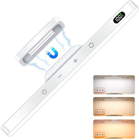 Ferswe 3W Unterbauleuchte Küche LED, 2000mAh Touch Dimmbar Schrankbeleuchtung Kabellos mit Batterieanzeige, 3 Farbtemperaturen Lichtleiste, USB-Küchenlicht für Schränke, Schreibtische, Spiegel, Keller