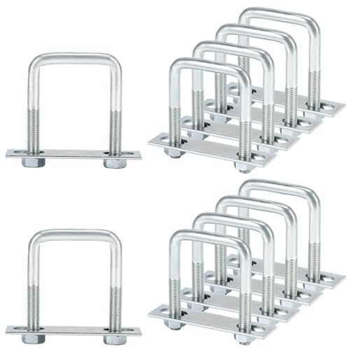 QWORK® Pack de 10 supports d'arrimage M12 800daN en acier galvanisé - pour remorques, camions, fourgons - comprenant contre-plaque et écrous M12