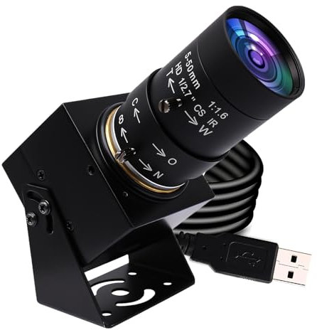Svpro USB Camera 1080P Manual Zoom Webcam with Telephoto 5-50mm Lens, Full HD Computer Machine Vision Industrial Webcamera 100fps/60fps/30fps for Windows,Mac,Linux,Android