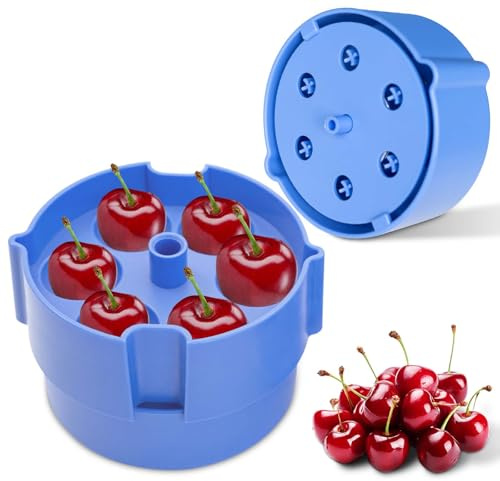 Cherry Pitter Tool Pit Remover - Quick Release Multi-Cherry Seed Remover, Effort-Saving Hand Push Press Design, for Olive, Small Fruits (Blue)