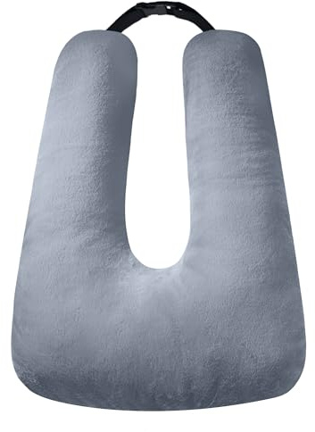 BGZBGZ Car Pillow for Kids, Travel Pillow for Car, Car Sleeping Pillow for Kids and Adults with Adjustable Strap, Car Travel Essentials, Road Trip Pillow for Head and Neck Support,Grey