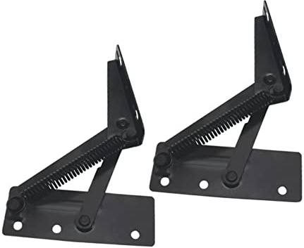 IWOWHERO 2pcs Spring Hinge for Sofa Black Folding Lifting Bracket Storage Box Spring Hinge
