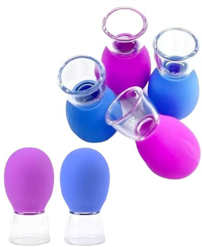Facial Cupping Set - 6 Pièces Verres avec Boule d'aspiration en Silicone pour Thérapie et Détoxification, Stimulation du Flux Lymphatique, Peau Serrée, Anti-Cellulite, Réduction des Rides