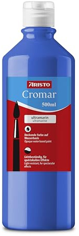 Aristo akrylfärg Cromar (vattenbaserad flytande färg, innehåll: 500 ml) ultramarin