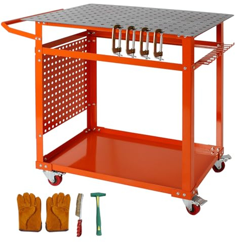 36''×24'' Welding Table,Welding Workbench with 5/8'' Fixture Holes,1200LBS Movable Fixture Weiding Table with Wheels for Shop Garage