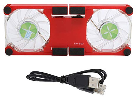 Greensen Base di Raffreddamento per Laptop, Supporto Pieghevole Portatile per Notebook con Doppia Ventola e Luce LED Blu per Notebook da 15-17 Pollici (rosso)