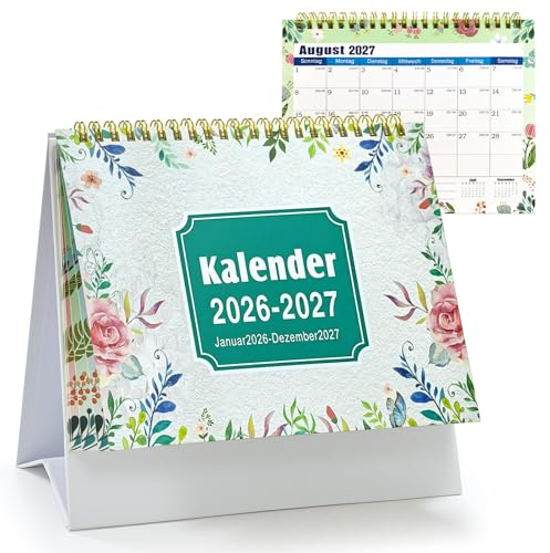 Tischkalender 2026-2027,Monatskalender,Schreibtischkalender,Kalender 2026,Tischkalender Monatsübersicht für Büro Familienplaner (Stil 1)