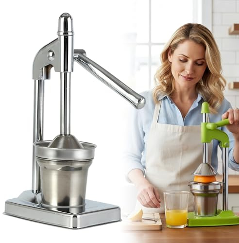 Zitronenpresse, 2026 Neuer Manuell Saftpresse, Orangenpresse, Saftpresse Manuell, Wartungsfrei und Leistungsstark Für Viel Mehr Saft, Einfach Frische Säfte Presse (silber)