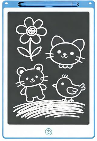 Tavoletta Grafica LCD 10 Blu – Penna Integrata – Lavagna Elettronica per Disegno e Appunti – Pulsante Cancella e Blocca-Schermo – Impermeabile Antiurto Bambini e Studenti