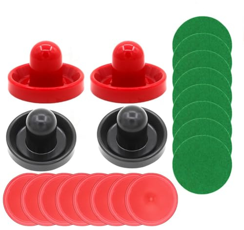 Juego de 4 paletas de hockey de aire y 8 discos de hockey de aire, accesorios de repuesto, empujadores de hockey de aire con almohadillas de fieltro para mesas de juego, mini equipo de mesa de hockey