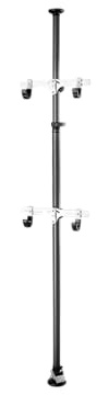 Topeak Dual-Touch Bike Stand, Adjustable, Aluminum, Indoor Vertical Storage Rack for Up to 4 Bikes, Quick-Release Height Adjustment to 320 cm, Includes 2 Mounts, Optional Hooks, Space-Saving