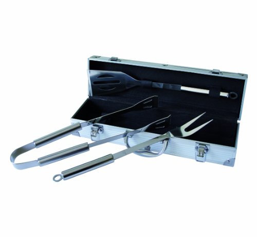 Pradel Excellence - WB109 - Mallette Barbecue 3 Pièces - Spatule, Fourchette à Viande, Pince - Ustensiles Inox avec Manches Inox - Compatibles Lave-Vaisselle - Mallette Rangement