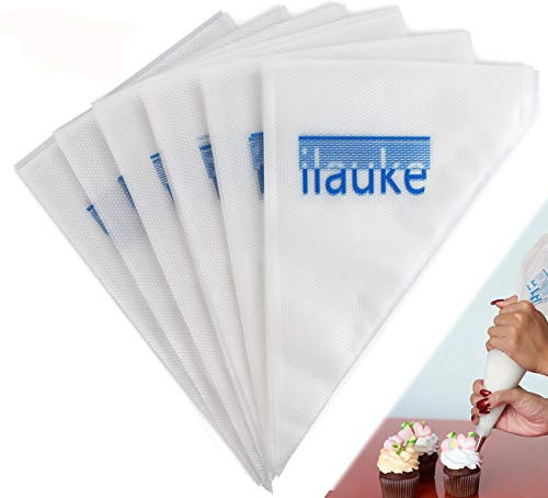 ilauke Set Spritzbeutel mit Einwegtüllen, verstärkter Kunststoff, 100 Stück, Kunststoff, weiß, 100 Stück