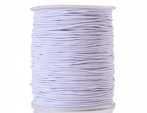 KONMAY Rubber Elastic Cord for Jewelry Making, 1 Roll 92 Meters 1.0mm White Round Stretchy String for Bracelets, Beading and Crafting