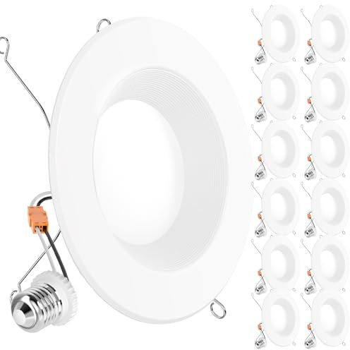 Sunco 12 Pack 6 Inch LED Recessed Light, Retrofit Downlight Can Lights for Ceiling, Baffle Trim, 1050 LM, 13W (75W Equivalent), 3000K Warm White, Dimmable, Damp Rated UL.