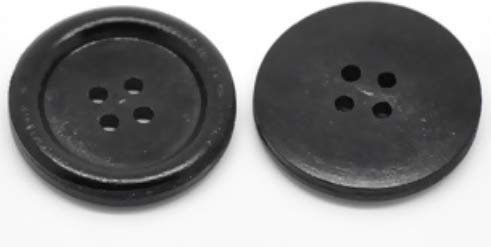 30 Stück edle Holzknöpfe schwarz 30mm - 4 Löcher - zum aufnähen, nähen, basteln, für Scrapbooking - runde Holzknöpfe - Mantelknöpfe Jackenknöpfe Dekoknöpfe