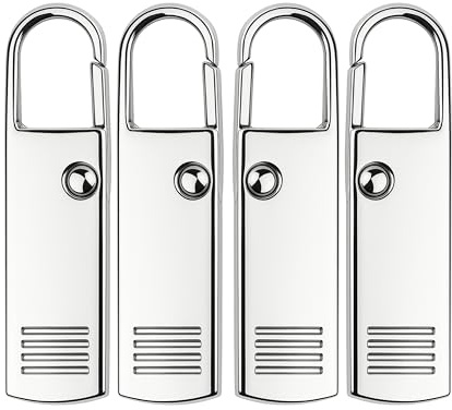 Lengüeta de Metal de Cremallera para Reparar, Paquete de 4 Reemplazo Plata de Lengüeta, Deslizador para Abrigo, Maleta, Bolsa, Jeans, Accesorio de Costura, Colgante de Reparación de Zipper, Lengüeta