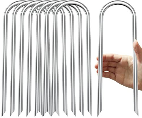 UNIPRIMEBBQ Trampoline Stakes U Shaped Anchors Heavy Duty Metal - Long Trampolines Ground Wind Stakes for Soccer Goals, Camping Tents, Garden Decoration (8pcs)