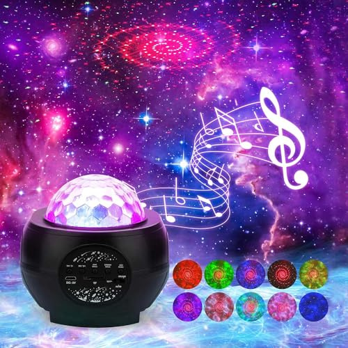 targetone Galaxy Night Light Projector,3 in 1 LED Ocean Wave Projector Light with Remote Timer Music Speaker,Sky Light for Children Adults