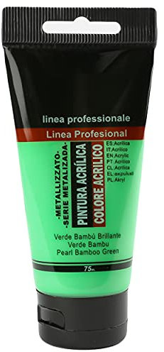 H HANSEL HOME Pintura Acrílica Colores, Alta Cobertura y Resistencia a la Luz, Sostenible/No Tóxico, Pintura Acrílica Profesional, Tubo de 75ml - Verde Metalizada