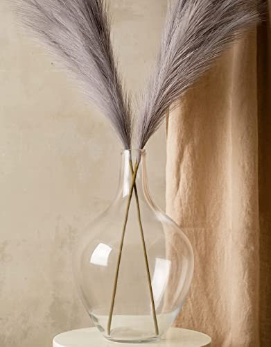 Large Glass Vase Living Room Accessories - Floor Standing Vase for Pampas Grass Flowers - 15in/39cm Tall