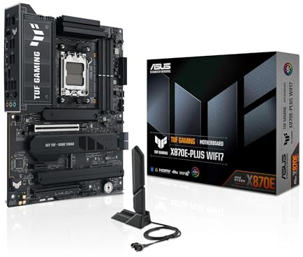 ASUS TUF GAMING X870E-PLUS WIFI7 Scheda madre AMD ATX, 16+2+1 Stadi di Alimentazione, DDR5, PCIe 5.0x16 SafeSlot con Q-Release Slim, 4 slot M.2, WiFi 7, USB4 40 Gbps posteriore, Fast Charge, Aura Sync