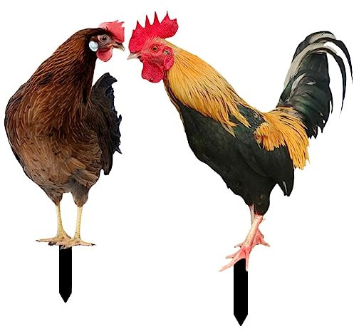 Cabilock 2 Stücke Gartenstecker Gartenfiguren Henne Huhn Hühner Figur Gartendeko Tiere Stecker Dekofigur Acryl Garten Statue Skulptur Zaunhocker Rasen Deko Hof Halloween Dekoration