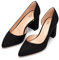 Rio Fiore Damen Pumps, Schwarz, 7 cm Blockabsatz, Normal/Schmal, Wildlederimitat, Bequeme Pumps Damen, Damen Pumps Spitz, Y9610-1H-5 (Schwarz Microfiber, 37 EU)