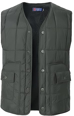 Btmpmcs Chaleco de Forro Polar para Hombre Ligero Invierno Cálido Deportivos Chaqueta Casual Abrigo Sin Mangas color sólido Chaleco Exteriores Chaquetas con Multibolsillos
