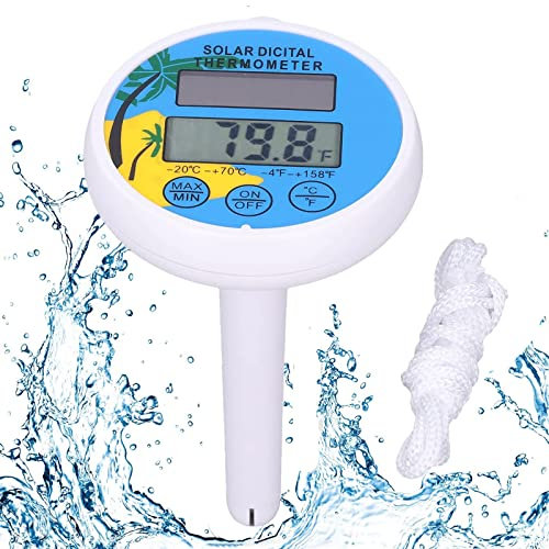 Thermomètre Solaire Numérique pour Piscine, Thermomètre de Piscine Flottant, Thermomètre de Piscine avec Corde, Thermomètre D'eau pour Piscines Extérieures/Intérieures, Eau de Baignade, Spas