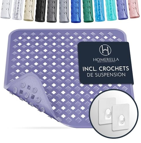 homerella® Alfombra Ducha Antideslizante 53 x 53 cm, Incluye Ganchos de Suspensión, sin BPA, Alfombrilla Ducha Antideslizante Ducha, Resistente al Moho, Alfombra bañera antideslizante