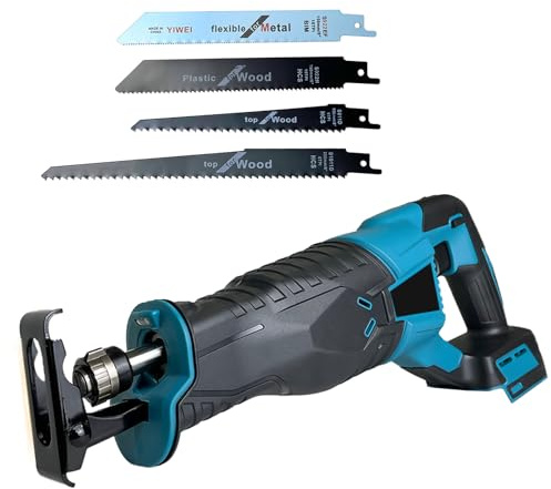 Akku Säbelsäge Kabellose Reciprosäge 18V, Ersatz für Makita 18V BL1830, 3500U/min Akku Universalsäge mit 4 Sägeblätter,für Metall,Holz,Kunststoff, Baumschnitt(Ohne Akku)