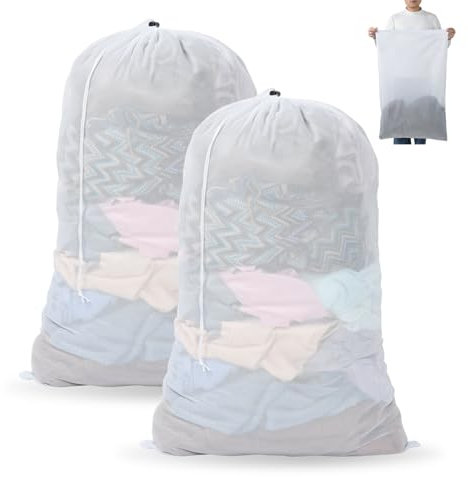 OTraki 2 Pezzi Sacchetti Lavatrice Biancheria, 60x90cm Sacchetto Lavatrice con Coulisse e Fibbia di Bloccaggio Rete Salvabucato per Lenzuola, Cappotti, Tende e Piumini, Stoccaggio dei Giocattoli