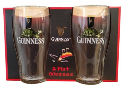 Shamrock Gift Company Guinness - Juego de 2 vasos de pinta con diseño de tortuga