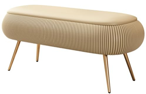 Panchetta da Ingresso 60 cm Moderna Panca Imbottita da Interno in PU Mobili Soggiorno con Piedini Dorato in Acciaio Inossidabile per Camera da Letto, Corridoio(Beige,23.62in/60cm)