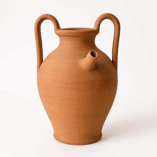 Cannata Anfora Romana Tradizionale in Terracotta, Vaso Decorativo con Manici, 40 cm, Artigianato Italiano