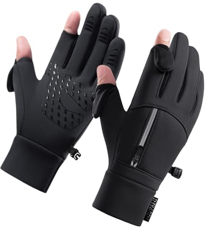 ACESOME - 1 paio di guanti termici impermeabili con protezione per le dita, guanti invernali senza dita per uomini e donne, adatti per ciclismo, corsa, guida, pesca (XL)