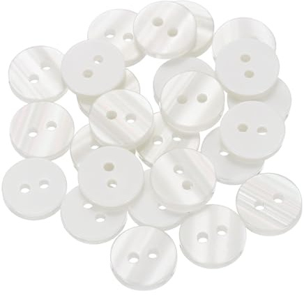 QUARKZMAN 25Pcs Boutons Naturels En Nacre, 2 Trou 11mm Boutons Nacrés Pour Chemises Manteaux Costumes Veste Jeans Jupes DIY Couture Artisanat, Blanc