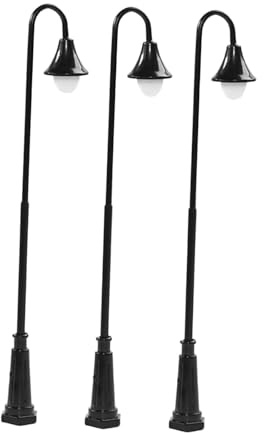 F Fityle 3X Lampione in Miniatura Modello di Percorso Lanterna Palo 3V Simulazione Accessori Lampione Giardino delle Fate Lampada Treno Palo Lampada, 13.5x2cm
