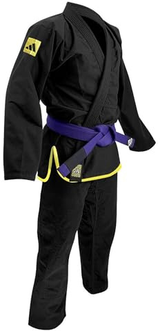 adidas BJJ Uniform - Lightweight 265g Ripstop Polycotton Brazilian Jiu Jitsu Gi, Drawstring Trousers with Reinforced Knee Padding - for BJJ Training and Competition - Response - Black, A2