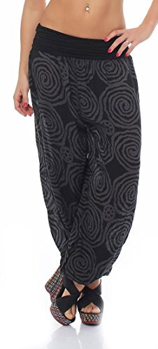 Malito Bombacho con Espiral diseño Boyfriend Aladin Harem Pantalón Sudadera Baggy Yoga 1718 Mujer Talla Única (Negro)