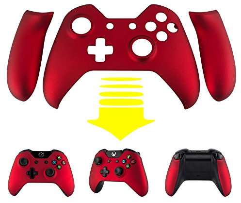 eXtremeRate Front Gehäuse & Griffe Hülle für Xbox One Controller, Vorderseite Hülle & Grips Case Faceplate Ersatzteile für Xbox One Standard Controller mit/Ohne 3,5mm Anschluss-Rot