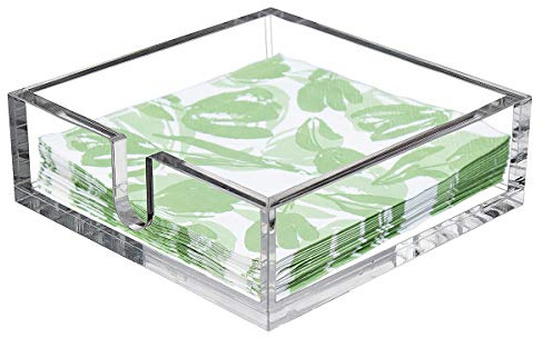 CY craft Acrylic Lunch Napkin Holder,Table Top Decorative Napkin Tray for Dining Table and Kitchen,Clear Luncheon Napkin Holder Tissue Dispenser, Horizontal Display,7.1 x 7.1 x 2.6 inches