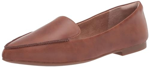 Amazon Essentials Women's Loafer Flat, Chestnut Brown Faux Leather, 6.5