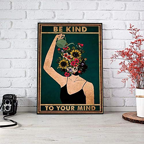 Inga Cartel de jardín con texto en inglés Be Kind To Your Mind, para jardín con texto en inglés Be Kind To Your Mind, para jardín (30,4 x 40,6 cm)